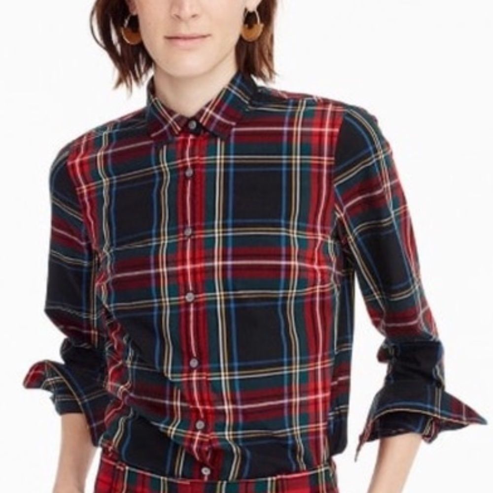 J. Crew Perfect Shirt - Stewart plaid Button Down Top Size 6